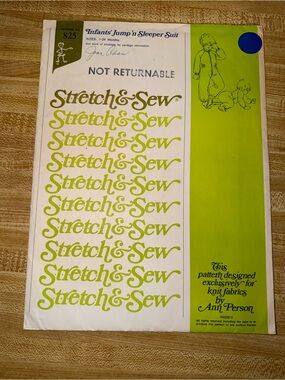 1974 Stretch & Sew Infants' Jump 'n Sleeper Suit Sewing Pattern - crafts #825